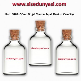 50ml. Mantar Tıpalı Cam Şişe Kod: 3020