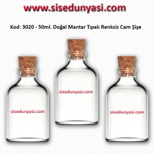 50ml. Mantar Tıpalı Cam Şişe Kod: 3020