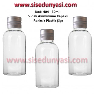 25/30ml ALÜMİNYUM KAPAKLI PLASTİK ŞİŞE Kod: 404