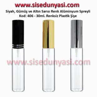 Plastik Parfüm Şişesi Alüminyum Spreyli 30ml. Kod: 406 