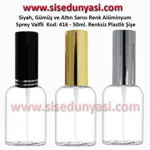 Plastik Parfüm Şişesi Alüminyum Spreyli 50ml. Kod: 416 