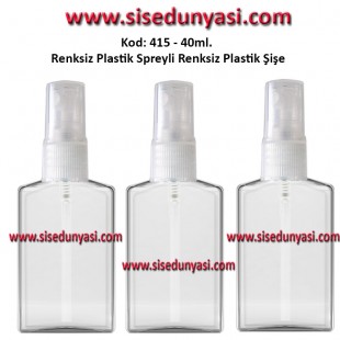 Plastik Parfüm Şişesi Plastik Spreyli 40ml Kod: 415 