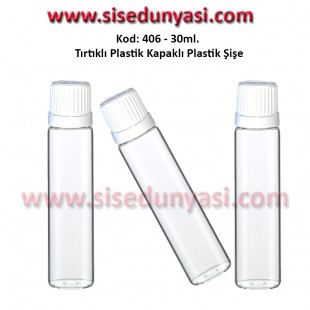 PLASTİK TIRTIKLI KAPAKLI PLASTİK ŞİŞE 30ml Kod: 406 