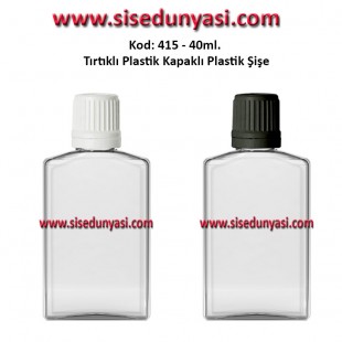 PLASTİK TIRTIKLI KAPAKLI PLASTİK ŞİŞE 40ml Kod: 415 